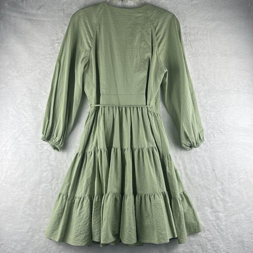 NWT Gianni Bini Shelley Wrap Dress Sage Tiered Garden Party Boho Mini Size Small - Picture 5 of 10